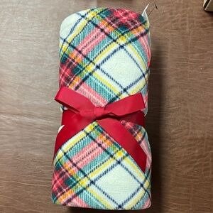 Talbots Plaid Holiday Blanket - Red, Green, Yellow, White